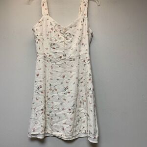 WAYF Floral Mini‎ Dress Womens S White Red Excellent Sweetheart Sleeveless Lined
